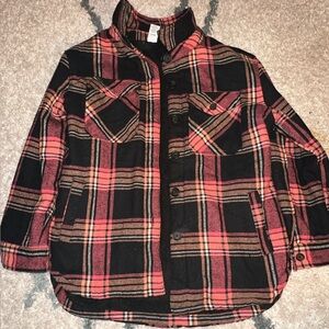 women’s Plaid Jacket - Black and pink shacket